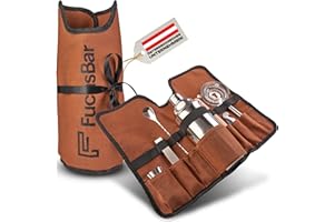 FUCHSBAR Cocktail-Shaker-Set [inklusive Tasche & Rezeptkarten] – 7-teiliges Premium-Set mit Holzstößel, Eiszange, Sieb & mehr – Barzubehör, Barkeeper-Set | Platzsparendes Design für Zuhause und unterwegs