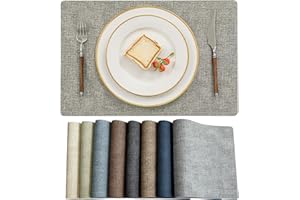 mosayt manteles Individuales Lavables de Cuero,Juego de 4,Gris,Impermeables,salvamanteles Individuales Resistentes al Calor, Antideslizantes, decoración para Cocina, Fiesta, Mesa de Comedor, Desayuno