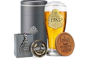 CROWNLY CRYSTAL® 1985 Regalo 40 Anni Uomo Bicchiere Birra 570 ml Personalizzato Compleanno Regali Personalizzati Idee Fidanzato Amica Per Lui