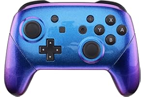 eXtremeRate Coque Customisé pour Nintendo Switch Pro Manette, Coques Shell Avant Arrière Poignées Grips pour Manette Switch Pro Coque de Replacement Caméléon Violet Bleu