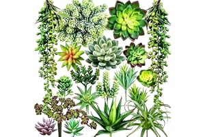 FARYODI 19 stycken konstgjorda växter, hemaccessoarer, dekoration, grön konstgjord växt, liten suckulent, konstgjord köttätan