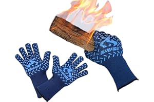 BLUEFIRE GLOVES BlueFire Pro Extreme Protection Cooking & Grilling Gloves (Pair) - Designed by Real Cooks! - Made of Materials That Fire Fighters Wear 100% Kevlar & Aramid - 932°F Heat Resistant - Cut Resistant Forearm Protectant BBQ Gloves / Oven Mitts / Grill Gloves
