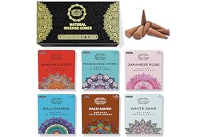 raajsee Natural Incense Cones,6 Pack Mixed Scents Gift pack 15 pc Each (90 Total), Insense Cones Variety Pack, 100% Organic Non Toxic Natural - Hand rolled free from Chemicals (PACK 2)