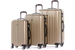 FERGÉ Kofferset Hartschale 3-teilig Toulouse Trolley-Set - 3er Set Reise-Koffer mit 4 Rollen Champagner