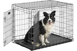 MidWest Homes for Pets MidWest Ultima Pro Series 91 cm klatka dla psa, bardzo mocna składana metalowa skrzynka dla psa z podwójnymi drzwiami z panelem dzielącym, ochrona podłogi nóżki rolek calowych i