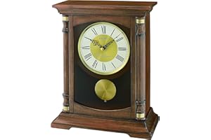 Seiko Wooden Melody Mantel Clock with Pendulum, Wood, Brown, 16.5 x 30.2 x 39.1 cm