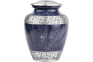 INTAJ Cremation Urns for Human Ashes - Decorative Urns, Urns for Human Ashes Female & Male, Urns for Ashes Adult Female, Funeral Urns - Blue, Large