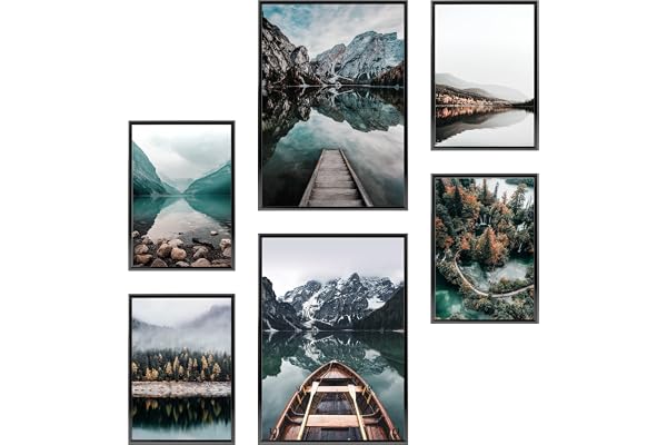 Heimlich - Ensemble d'affiches - 2 sur A3 / 30x42 cm + 4 sur A4 / 21x30 cm - Affiches premium - Impressions sans cadre - Style moderne - Forest Lake