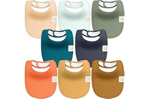 KeaBabies 8-Pack Bavoirs Bio Bébé Fille et Garçon – Bavoirs Bébé en Coton, Bavoirs de Dentition Bébé Anti-bave