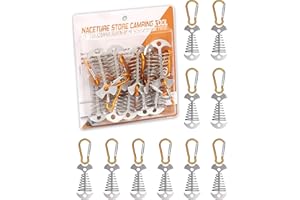 NACETURE Tent Rope Tightener with Clips - Aluminum Deck Tie Down | Cord Adjuster Tensioners | Tents Tensioner Outdoor Camping Accessoriness (Sliver 10 Pack)