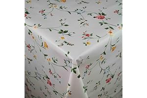 ‎DECOHOMETEXTIL Wachstuch Wachstischdecke Tischdecke Gartentischdecke Größe wählbar Blumen Beige 90 x 110 cm Eckig abwaschbar