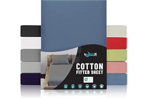 DREAMZIE Prześcieradła z bawełny jersey Niebieski - do materaca 80 x 160 x 12 cm - wolne od substancji chemicznych (OEKO TEX), prześcieradła z gumką pełne