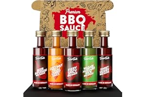 ‎TIMBER TASTE TIMBER TASTE® BBQ Sauce Geschenkset [5 x 40 ml] | Exotic BBQ Sauce Set | Herzhafte Soßen Geschenkbox | Geschenkbox für Männer & Frauen | BBQ Saucen Gewürze | Geschenkideen für Grillfans