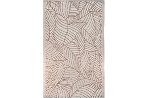 ‎BRANDSSELLER Brandsseller Outdoor Teppich ca. 90x150 cm – Wetterfest & Schimmelresistent – In- & Outdoor Teppich für Garten, Balkon, Terrasse, Camping – Pflegeleicht & Robust Beige-Blatt