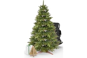 ‎PURE LIVING INTERIOR DESIGN Weihnachtsbaum künstlich 180cm - Naturgetreue Spritzguss Elemente, Künstlicher Weihnachtsbaum mit Holzständer und Aufbewahrungstasche –Tannenbaum künstlich Pure Living