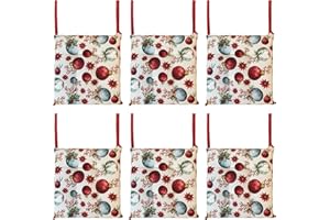Home Tresor - Cuscini per Sedia Cucina Natalizi, Set Cuscini Sedie Natale, Morbida Imbottitura in Microfibra, Coprisedia Natalizi Reversibili, 40x40 cm, Made in Italy Palle, Set 6 Coprisedia