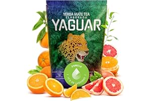 Yaguar Pomelo 0,5 kg | Brazylijska yerba mate o smaku pomelo 500 g | Rześki smak owoców | Dużo naturalnej kofeiny | Tradycyjne metody produkcji
