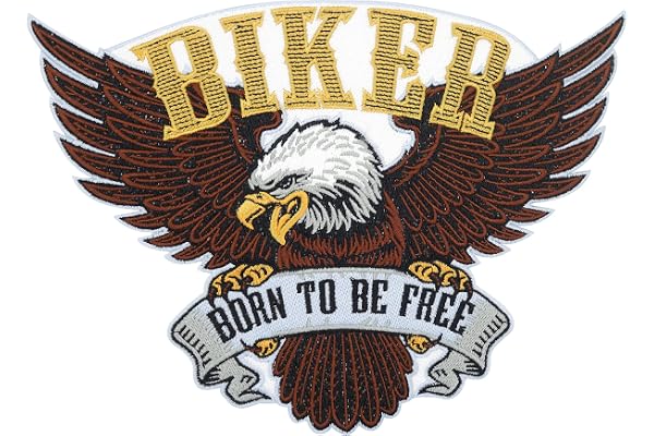 Grand écusson Born to be Free Biker Aigle thermocollant pour gilets en cuir | Patches de moto USA USA dos gilet thermocollant patch badge badge moto