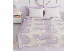 PETTI Artigiani Italiani - Copriletto Matrimoniale Primavera Estate, Coperta Leggera Matrimoniale, Lenzuola Copriletto, Tropical Lilla 100% Made in Italy