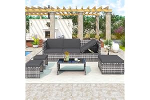 ModernLuxe Garden Rattan Furniture Set Sofa with Modern Table Set (5 sets+1 table)