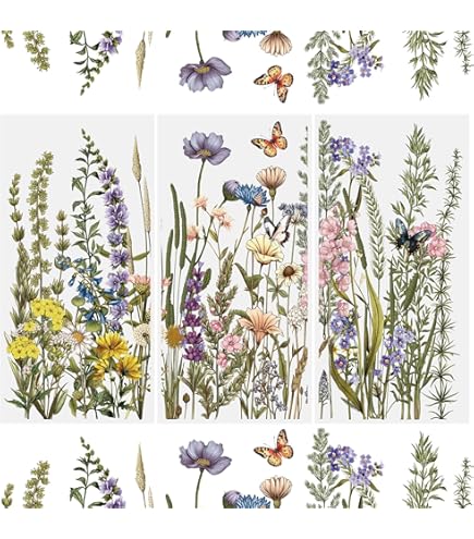 WANDIC Newspaper Flower Transfer Stickers - 4 Sheets 9.45x11.8in | Waterproof Furniture Decals
