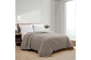 il dolce stile della tua casa Copriletto Trapuntato Matrimoniale Trapuntino Primaverile Estivo con bordo bicolor Frill (amore tortora)