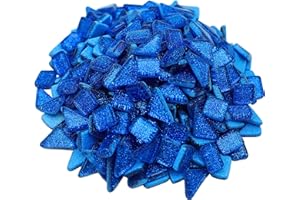 Yuvori Piastrelle per mosaico irregolari con cristalli glitterati, 0,5 kg, per bambini e adulti, stile moderno, colori vivaci, fai da te per bagno, soggiorno, cucina, balcone, blu