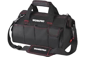 WORKPRO W081021A Bolsa de herramientas, bolsa de almacenamiento de boca ancha multiusos, 14 pulgadas, azul, negro
