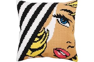 Collection D'Art CD5278 Kreuzstich-Set, Kissen, Pop-Art, mehrfarbig, 40 x 40 cm