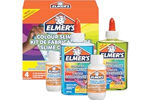 ELMER'S Kit per Slime Colorato, include Colla Vinilica Colorata Semitrasparente, Colori Assortiti, con Liquido Magico Attivatore di Slime, 4 Pezzi