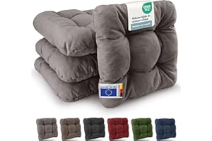 Beautissu 4X Cojines de Silla Premium 35x35 cm - Cojines Interior y Exterior Acolchado de Espuma Resistente de 8 cm de Grosor, Made in EU - Gris Claro - HighLux SK