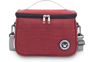 BALIGO izolowana torba na lunch 6.4L, torba chłodząca, torba na lunch Bento z paskami na ramię,składana termiczna torba na lunch do pracy podróży pikniku biurowego (Czerwony, 6.4L)