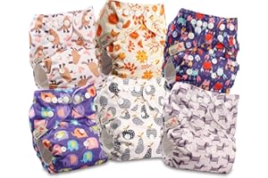 LITTLES & BLOOMZ Littles and Bloomz - Pañal reutilizable con bolsillo para bebé, pañal de tela de tamaño estándar, 6 pañales, FLP2-0602