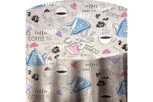 ‎DECOHOMETEXTIL HEIMTEXTILMANUFAKTUR Wachstuch Wachstischdecke Tischdecke Gartentischdecke Farbe und Größe wählbar Good Morning Kaffee Rund ca. 140 cm abwaschbare Wachstuchtischdecke