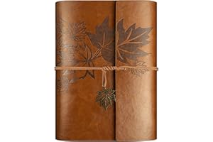 Qefuna PU skórzany notatnik A5, vintage segregator A5 do wielokrotnego napełniania, pamiętnik podróżny, szkicownik z segregatorem (Brązoyw)