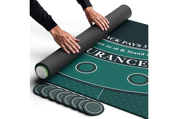 Newverest Tapis de Blackjack, Dessus de Table de Blackjack pour soirées de Jeu à la Maison avec des Amis | Dessus de Table de Casino Black Jack, Disposition du Tapis de Poker dans Un