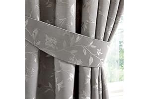 Curtina - Bird Trail - Jacquard Pair of Curtain Tiebacks in Grey One Size
