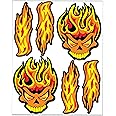 Biomar Labs® Set (6pcs) Vinyl Decals Skull Flame Fire Flames Stickers Car Motorcycle Bike Scooter Helmet D 80
