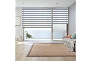 Tende a rullo per interni Giorno e Notte Premium cassonetto esclusiva e catenella in alluminio, di alta qualità, Tenda a rullo per interni Doppio strato Storesdeco 140 x 250 cm Argento Premium