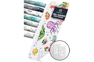 Homerella Alfombra de baño niños 100x40cm | Alfombra de baño Antideslizante antibacteriana | Extra cómoda Incl. Ganchos | Alfombra de Ducha Antideslizante niños y bebés | sin BPA y Lavable a máquina
