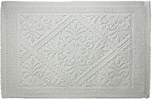 MARKOTEX Tappeto Sardo Stuoia Passatoia tappeto bagno 100% Cotone Made In Italy prodotto in sardegna (Bianco, 50x80)