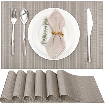 Matches21 Elegance Set Di 6 Tovagliette Americane In Plastica Intrecciata – Colore Antracite/Nero/Oro – 46x33 Cm – Facili Da Pulire