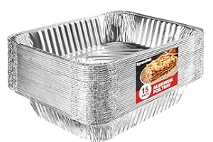 XpressPak Large Aluminium Foil Trays - [15-Pack Value] - Disposable Baking Foil Pans - (32X26 cm - 10X12 inches) - Half Size, Deep Steam Table Pans for Baking, Roasting & Food Prepping
