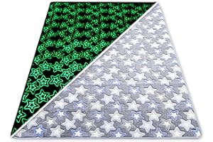 Amazinggirl Carpet children's room bright 120x160 cm - children's carpet fluorescent play carpet washable Gray Star Mix