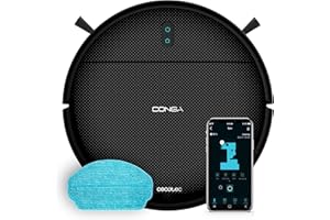 Cecotec Robot Aspirador Conga M10. Navegación Giroscópica Ordenada, 2000Pa Presión de Succión, Autonomía 120 Minutos, Sensores Anticaídas y 2 Cepillos Laterales, Diseño Compacto, App Control