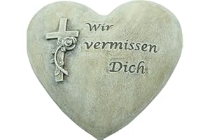 Bambelaa! Decorazione per tomba, resistente alle intemperie, a forma di cuore, scritta "Wir Vermissen Dich – Decorazione per cimitero, tomba, giardino