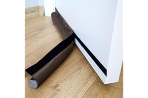 BAZERGA Boudin De Porte 90cm : Anti Froid Bas de Porte Unilatéral avec Joint Auto-Adhésif, Protection Contre Les Courants d’air et Le Bruit,Weather Stripping Door Seal Strip (Marron)