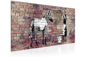 Runa Art Tableau Decoration Murale Banksy Lavant Zèbre 1 Partie Moderne Toile non tissée Salon Salle Art Urbain Marron 012912b