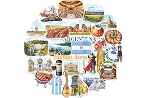 Navy Peony Pegatinas de viaje de Argentina seductoras (28 piezas) - Calcomanías ilustradas a mano, Patagonia, Buenos Aires, para diarios, álbumes de recortes, equipaje