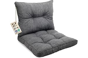 sunnypillow Polster für Gartenmöbel - 2er Set : Sitzkissen 60 x 60 cm + Rückenlehne 60 x 40 cm - Gartenpolster Outdoor, wasserdicht, UV-lichtecht - Polsterauflagen für Rattanmöbel - Kissen Anthrazit